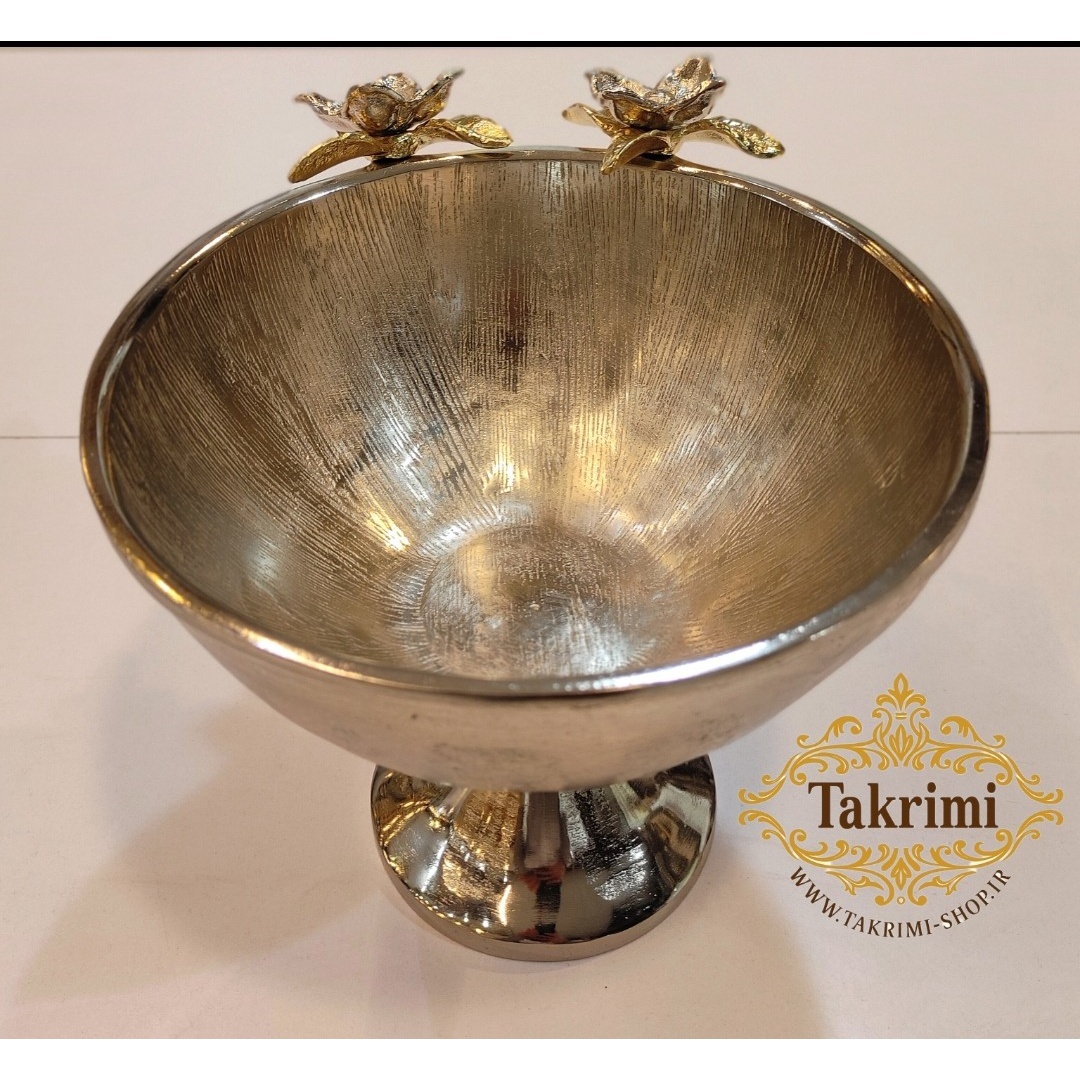 ظرف کاسه آجیل خوری نیلوفر نقره ای آلومینیومی آلیاژی ( تولیدی تکریمی شاپ )