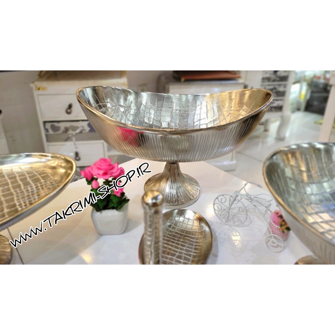 ست سرویس پذیرایی 4 چهار تکه پارچه طرح چرمی پوست ماری آلومینیومی ( تکریمی شاپ )