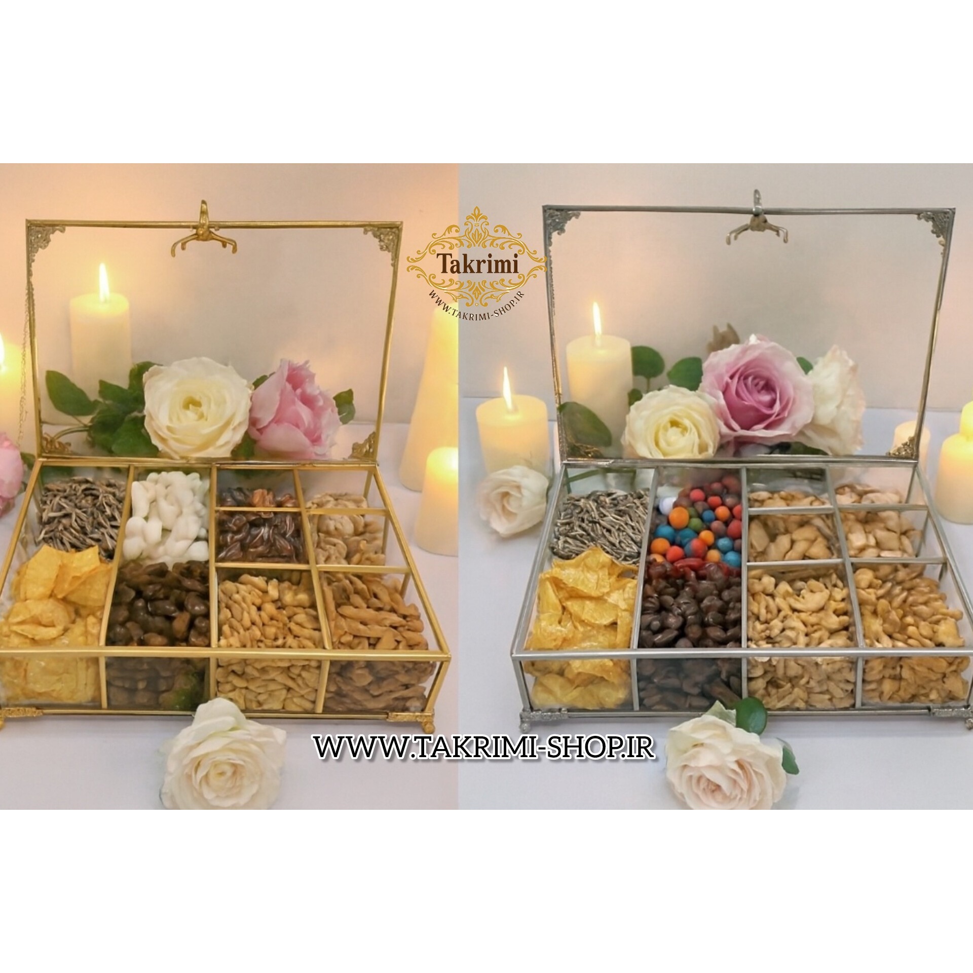 تی بگ تیباکس تیبگ مستطیل سایز بزرگ اصلی جنس شیشه و برنج خالص ( نقره ای و طلایی )