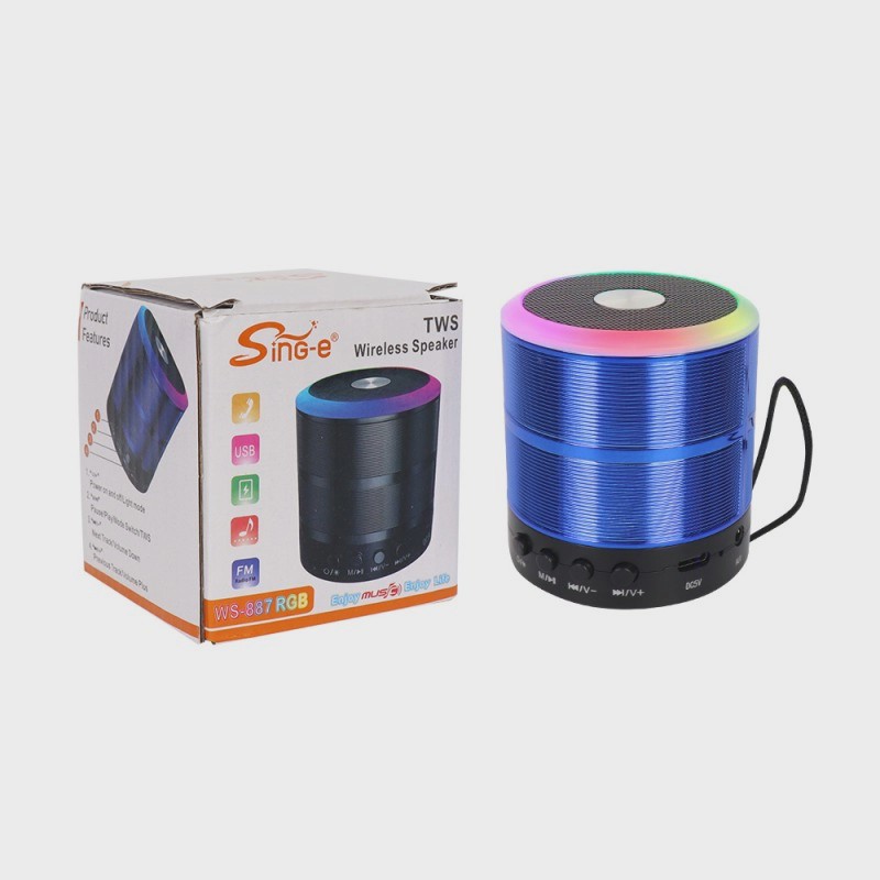اسپیکر بلوتوثی Sing-e مدل WS-887 RGB اسپیکر TWS با USB و رادیو FM