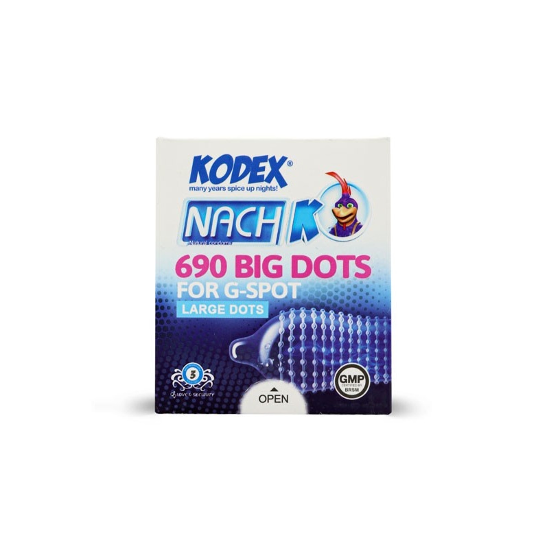 کاندوم خاردار تحریک کننده ناچ کدکس Nach Kodex مدل 690 Big Dots - بسته 3 عددی