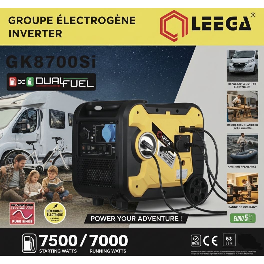 موتور برق دو گانه سوز سایلنت استارتی 7 5 کیلو وات برند LEEGA مدل GK8700Si