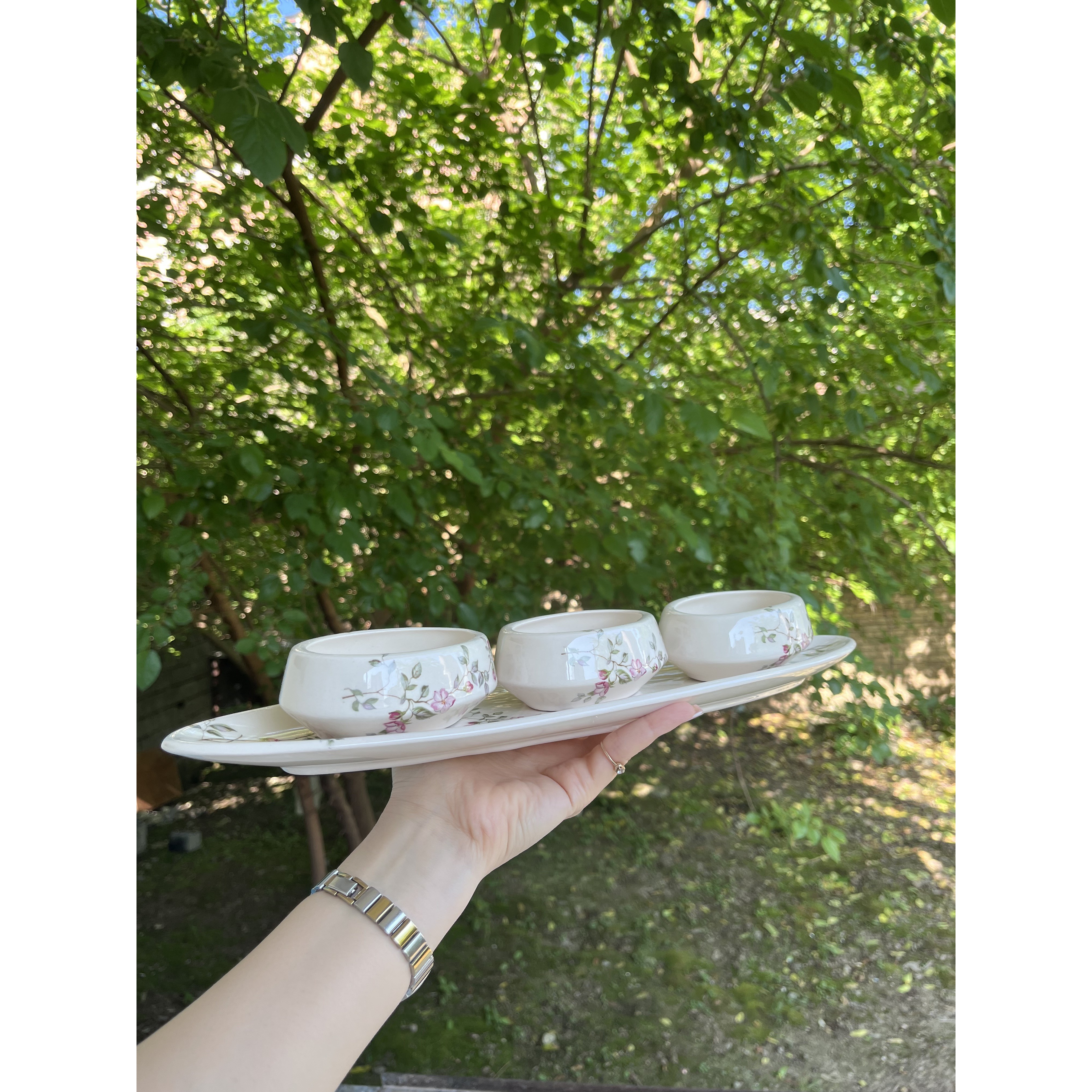 اردو خوری چهارتکه سرامیکی گل ریز