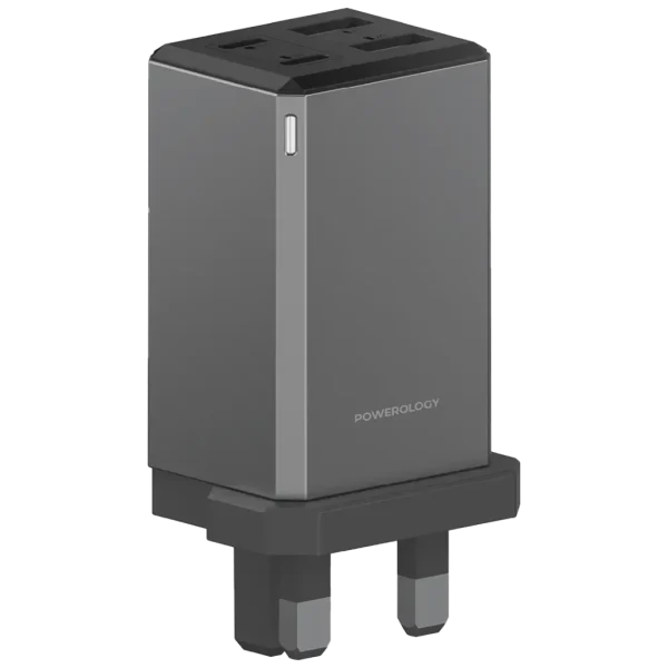 شارژر مسافرتی Powerology 65W GaN UK Plug مدل PWCUQC063GR