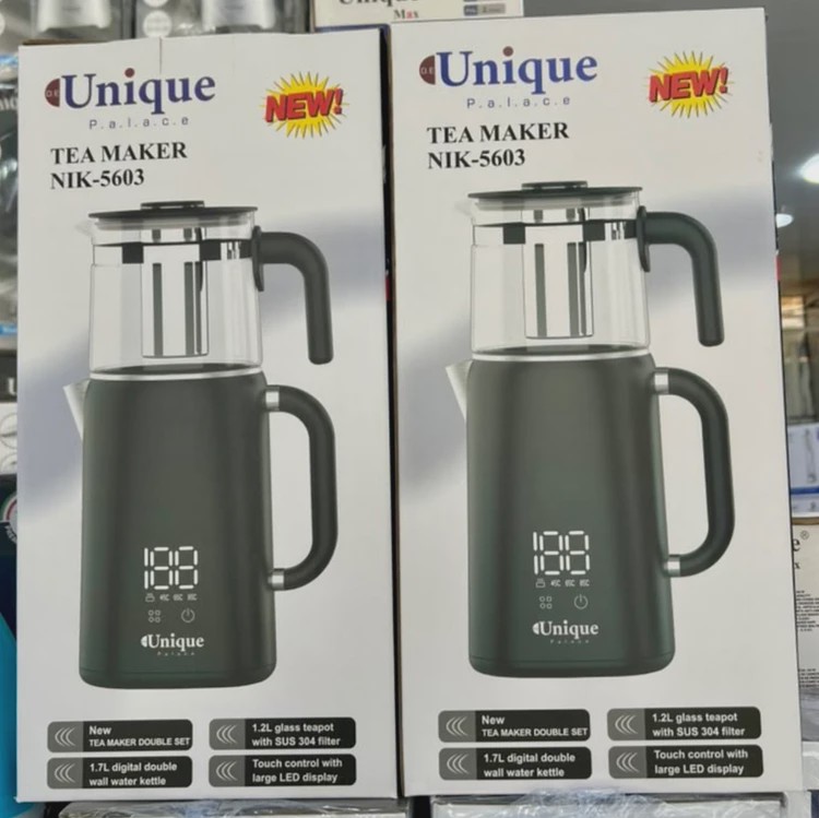 چای ساز دیجیتال یونیک مدل NIK-5603 با کتری 1.7 لیتری و قوری 1.2 لیتری