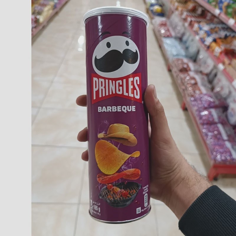 چیپس پرینگلز با طعم سس باربیکو وزن 165 گرم