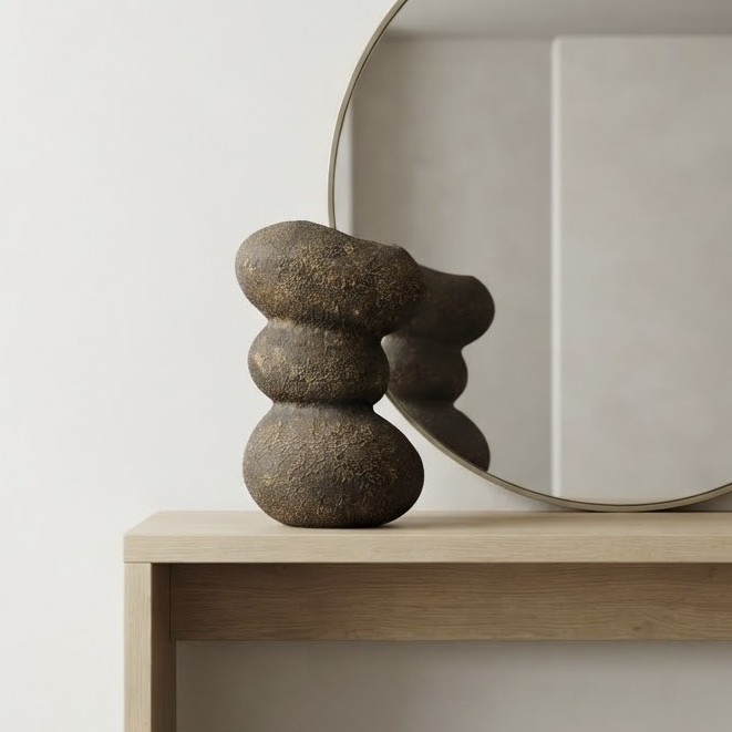 گلدان دکراتیو پتینه شده طرح سنگی