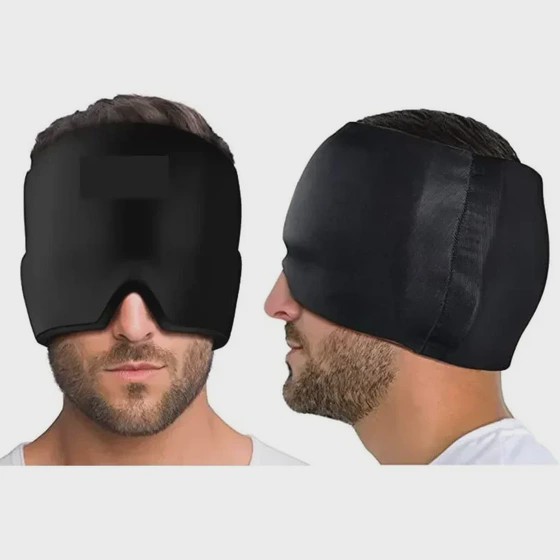 کلاه ژله ای سرد و گرم تسکین میگرن و سردرد پد سرد و گرم مدل ژله ای کلاهی ماسک فشاری ضد نور 360 درجه