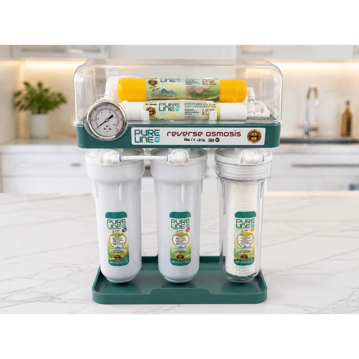 دستگاه تصفیه آب Pure Line مانومتردار قاب دار، نمایشگر فشار