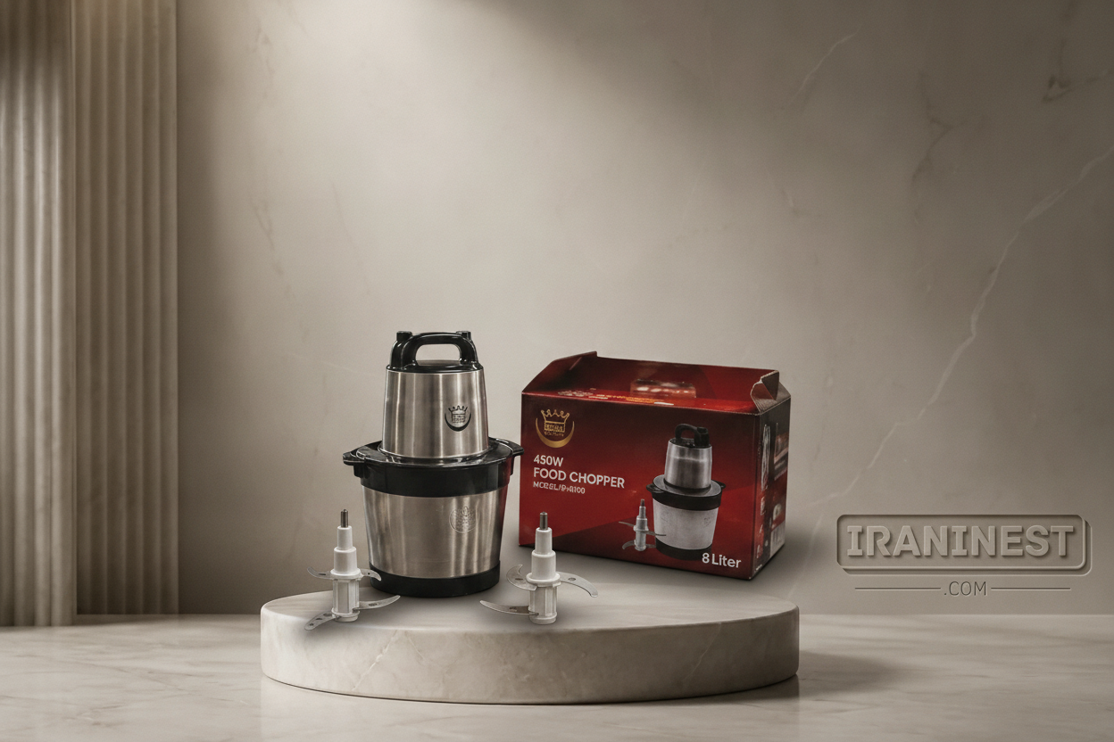خردکن 8 لیتر کاسه استیل ROYAL BAZHIR مدل R-6100
