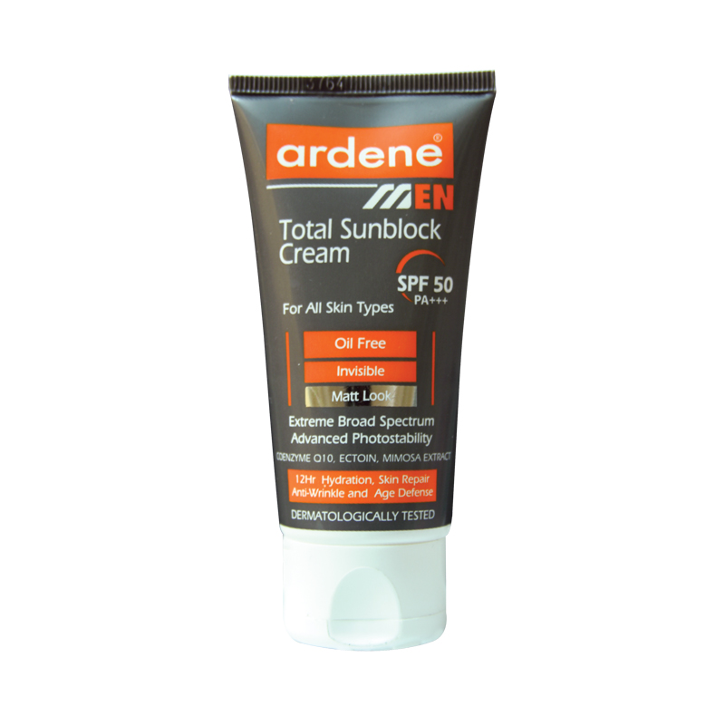 کرم ضد آفتاب بی رنگ آردن چند کاره آقایان SPF50 مناسب انواع پوست 50میلی لیتر