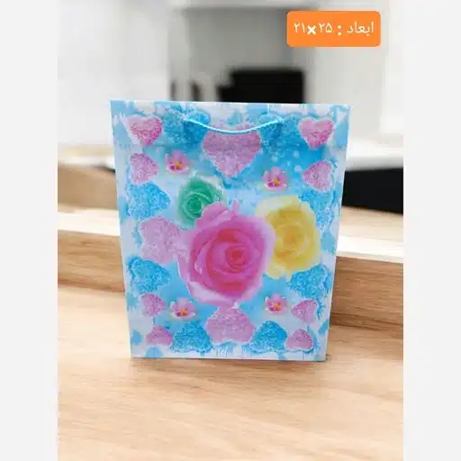 ساک دستی پلاستیکی طرح قلب و گل سایز 25×21
