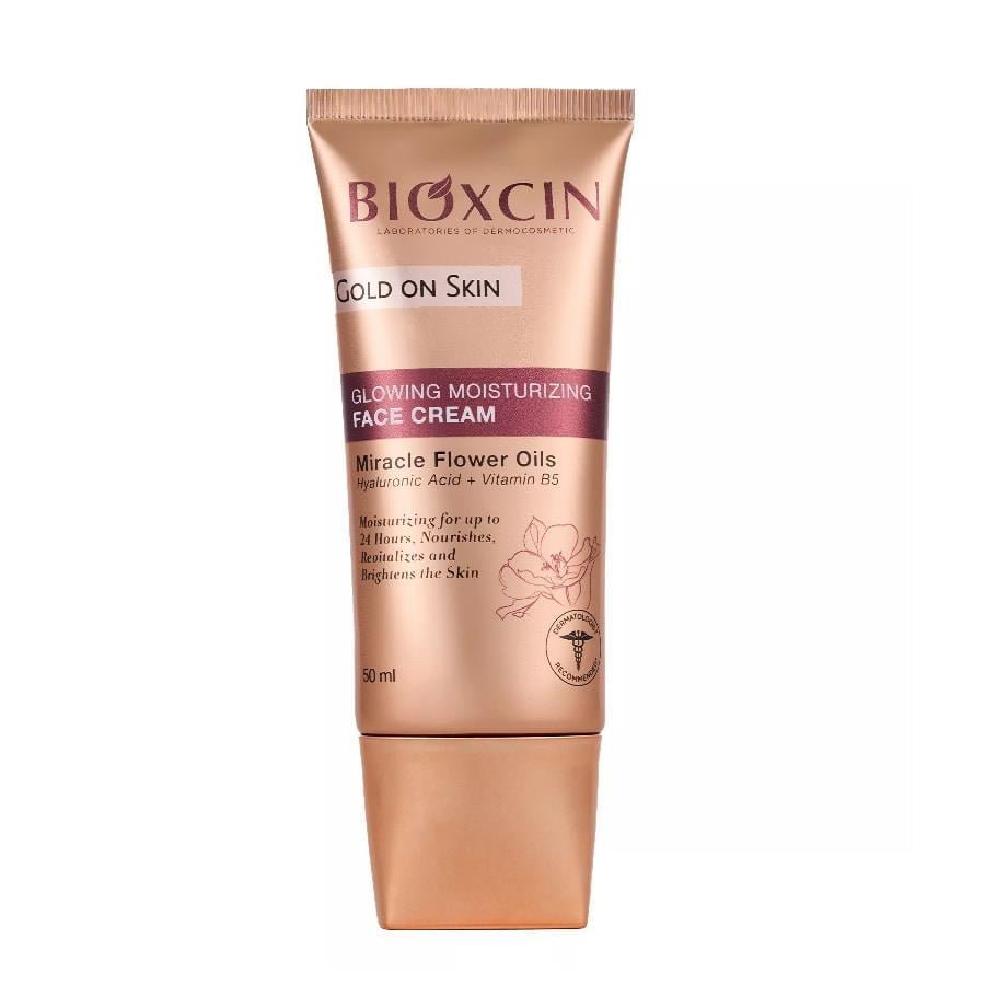 کرم مرطوب کننده و شفاف کننده معجزه بیوکسین Bioxcin Gold On Skin حجم 50 میل