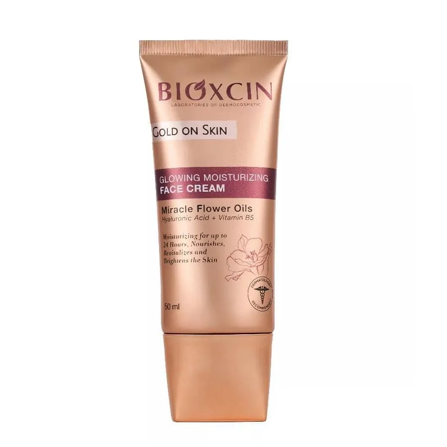 کرم مرطوب کننده و شفاف کننده معجزه بیوکسین Bioxcin مدل Gold On Skin حجم 50 میل