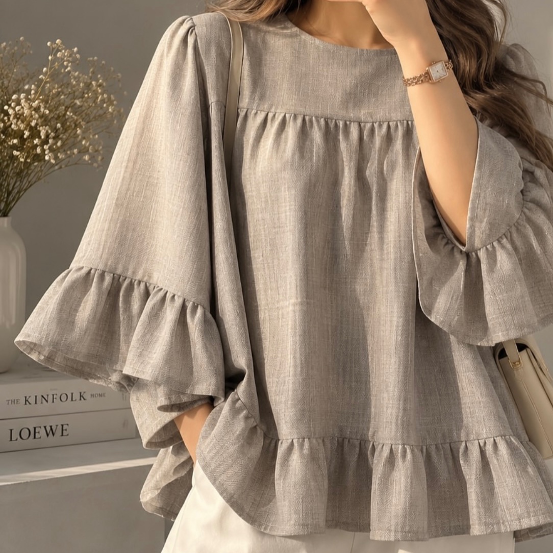 شومیز زنانه عروسکی یقه گرد دامن چین دار مزون مریکا