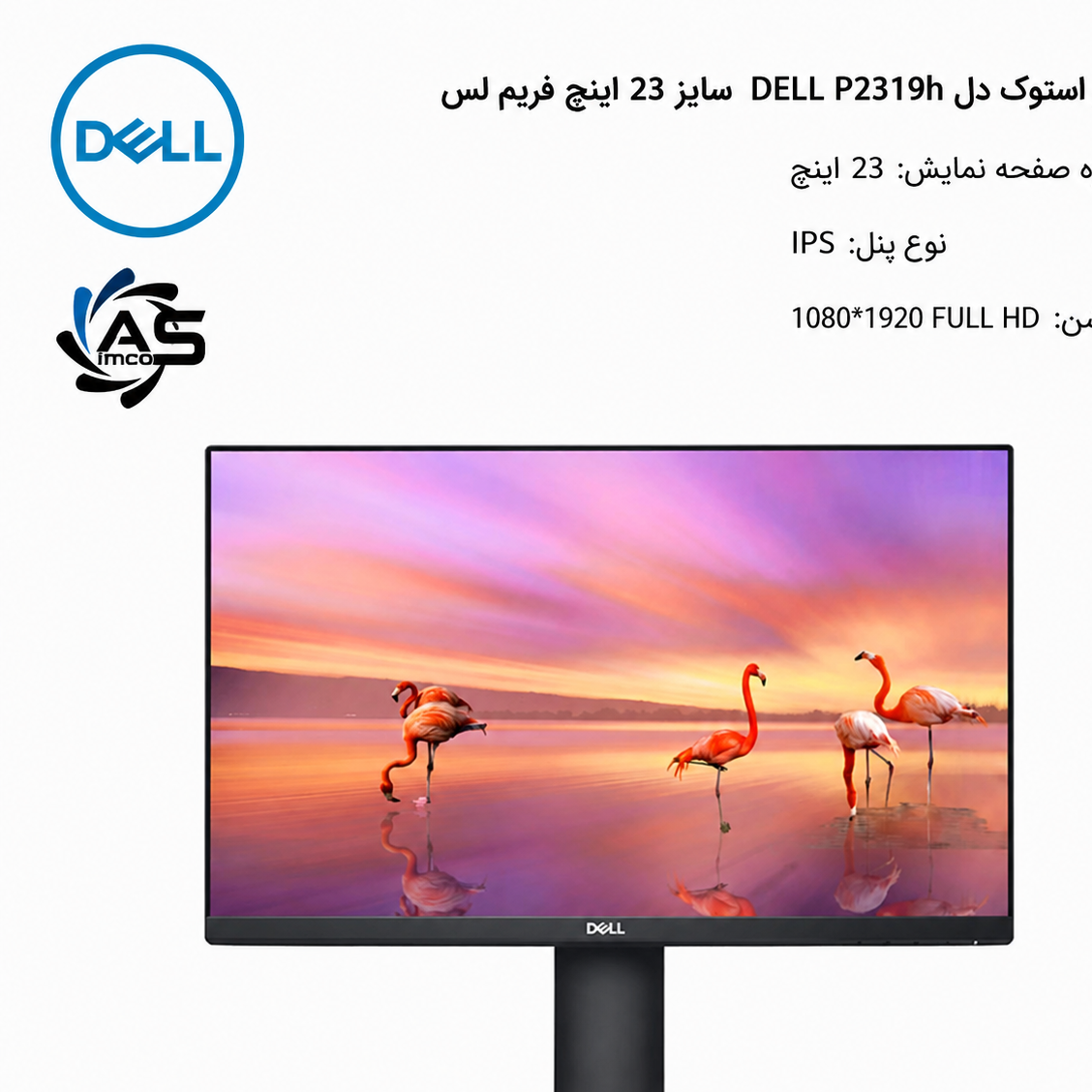 مانیتور دل DELL P2319h سایز 23 اینچ فریم لس