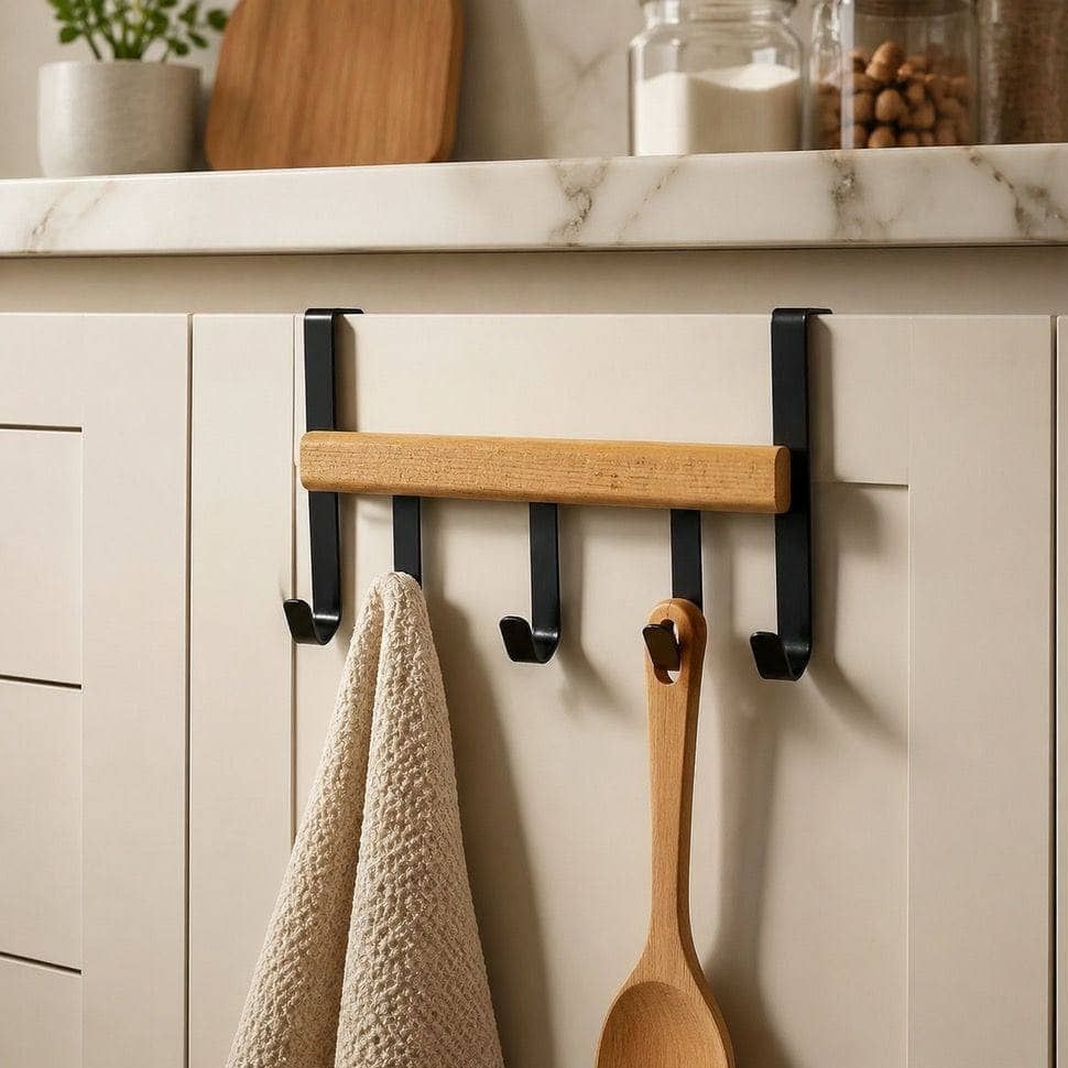 آویز درب کابینتی حوله چوب و فلز