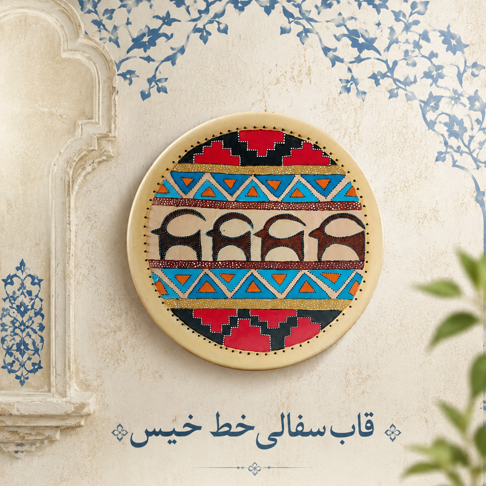 دیوارکوب سفالی نقاشی سنتی بسیار حرفه ی و زیبا