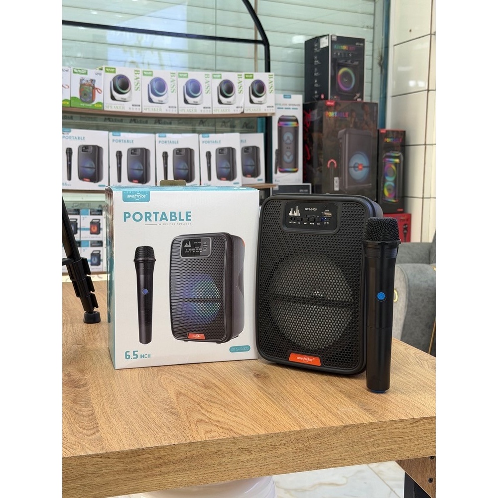 اسپیکر قابل حمل GREATNICE مدل GTS-2405 به همراه میکروفون اختصاصی، درایور 6.5 اینچی و قابلیت رقص نور