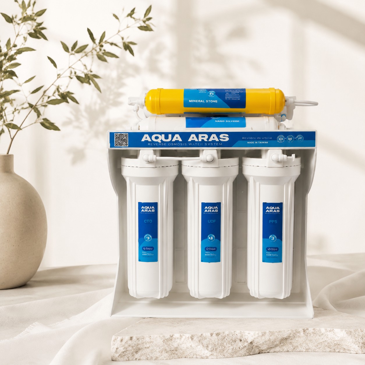 دستگاه تصفیه آب خانگی AQUA ARAS فول تایوان سیستم تصفیه آب 8 مرحله ای RO