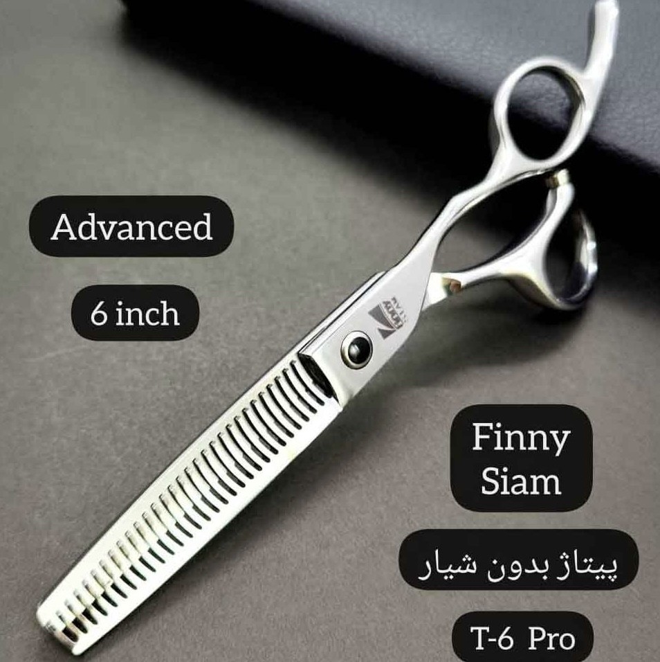 قیچی پیتاژ بدون شیار 6 اینچ تم مشکی فینی کد T-6 Pro