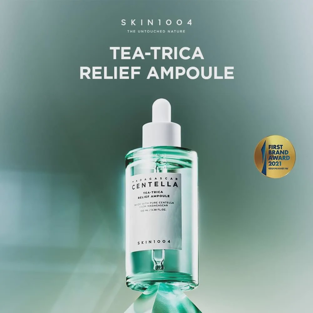 سرم آمپول سنتلا اسکین 1004 مدل Madagascar Centella Tea-Trica Relief Ampoule حجم 100 میل ضد جوش، کنترل چربی و تسکین ده...