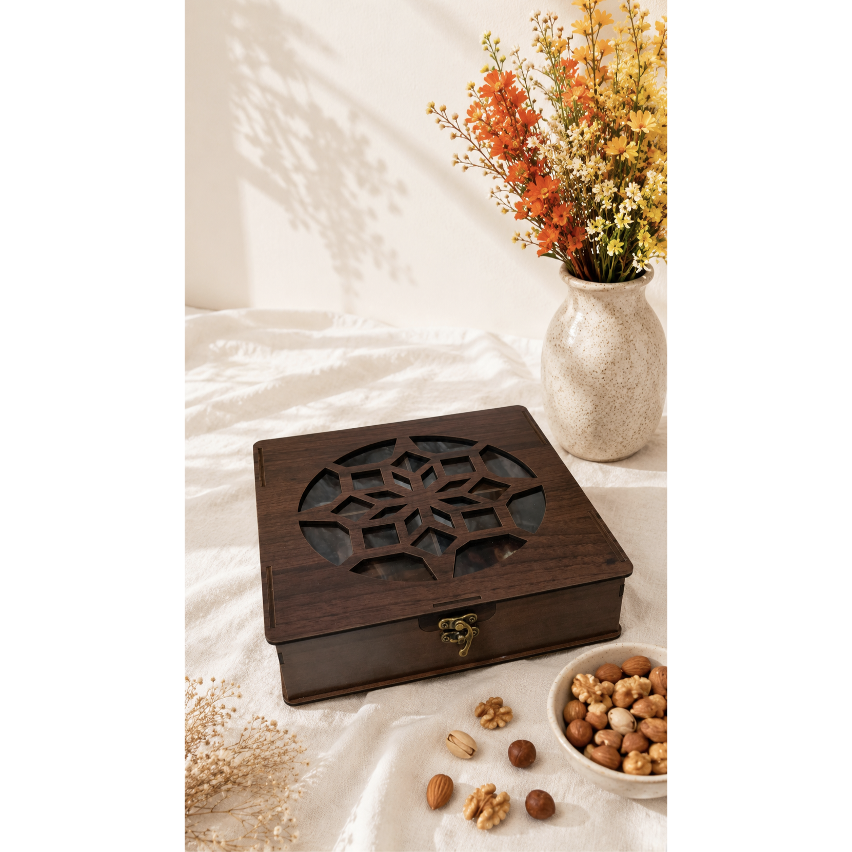 باکس چوبی آجیل و خشکبار طرح آتریسا کد 1(گردویی)