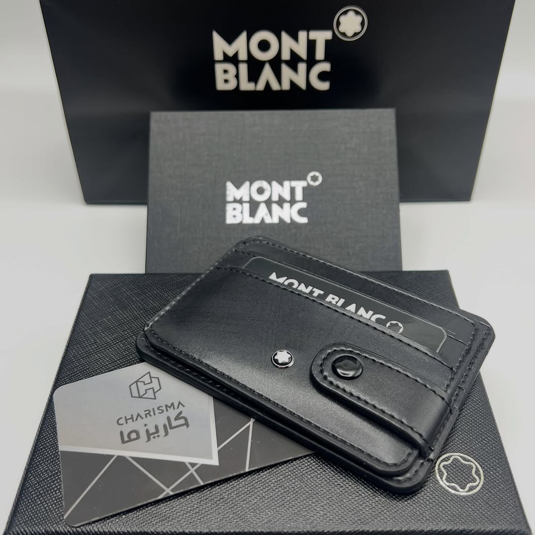 جاکارتی چرم دکمه ای مردانه مون بلان Montblanc جعبه و کارت