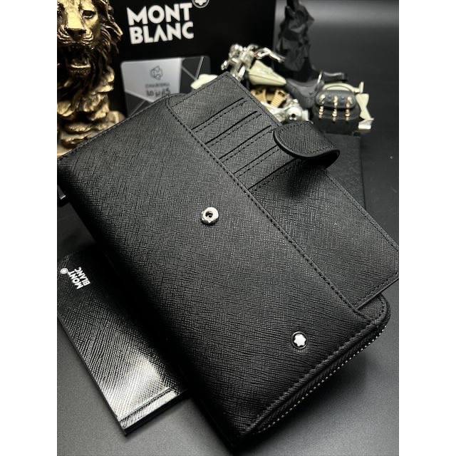 کیف پول بزرگ کتی مردانه چرم طبیعی لیزری برند مون بلان مسترکوالیتی جعبه دار