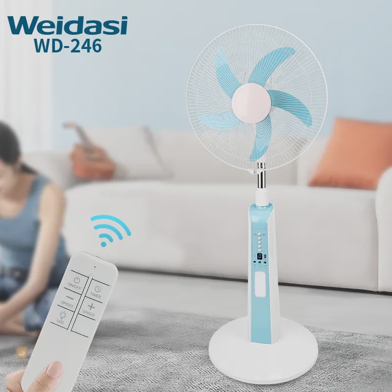پنکه شارژی ایستاده 16 اینچی ویداسی مدل WD-246 Rechargeable Standing Fan ریموت کنترل، چراغ LED و باتری داخلی