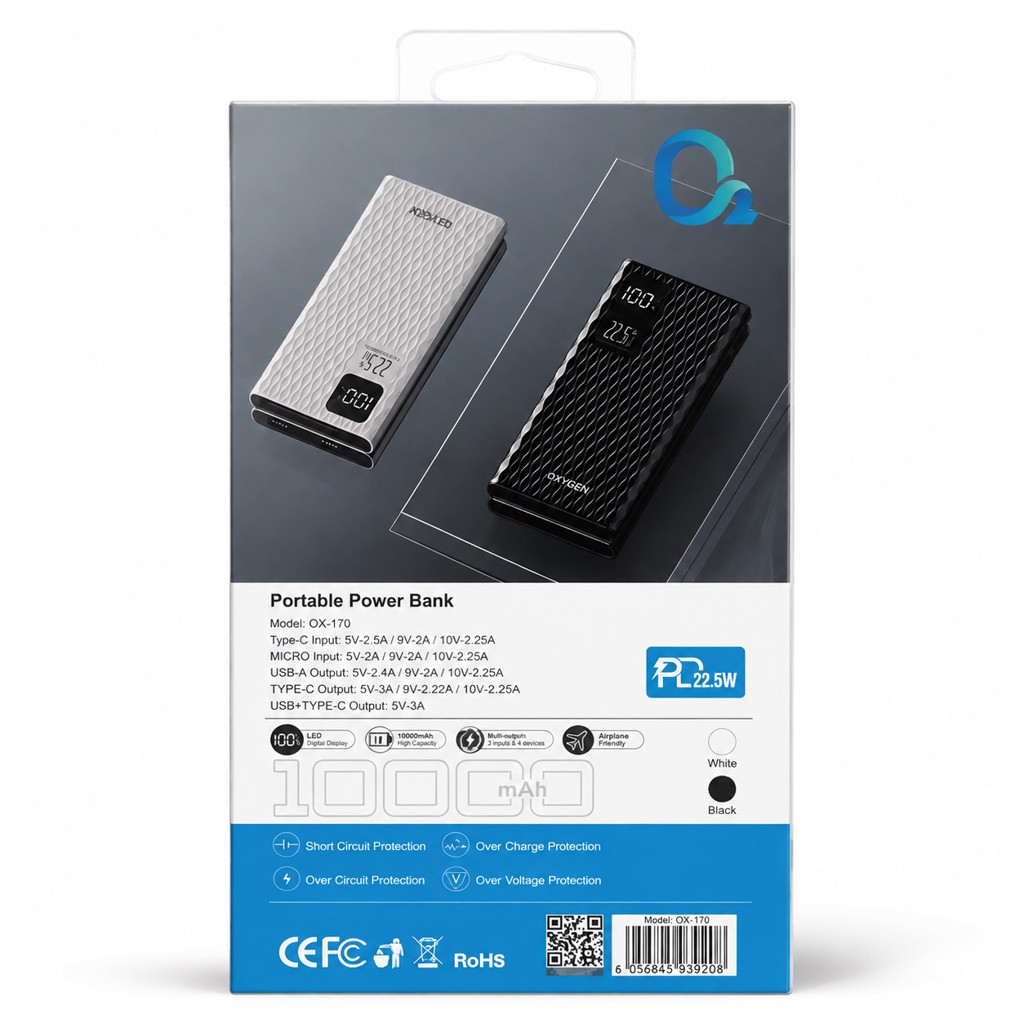 پاور بانک فست اکسیژن OXYGEN OX-170 10000mAh 22.5W