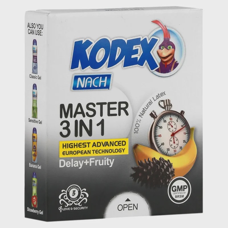 کاندوم مستر تاخیری میوه ای 3 در 1 کدکس 12 عددی و 3 عددی Condom Nach Kodex