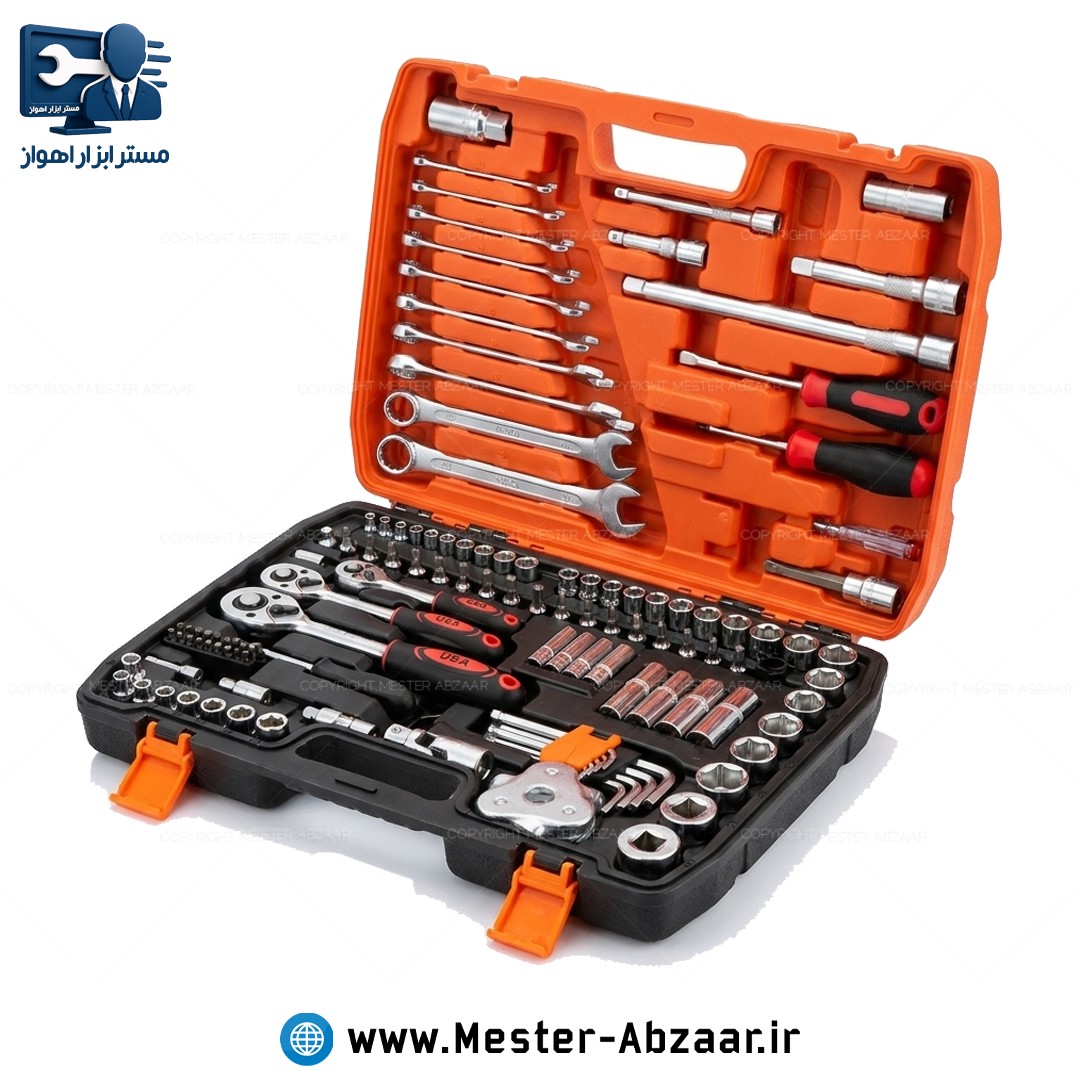 جعبه بکس و بیت 121 پارچه کروم وانادیوم مدل نیو تولز NEW TOOLS 121PCS پیچ گوشتی و آلن