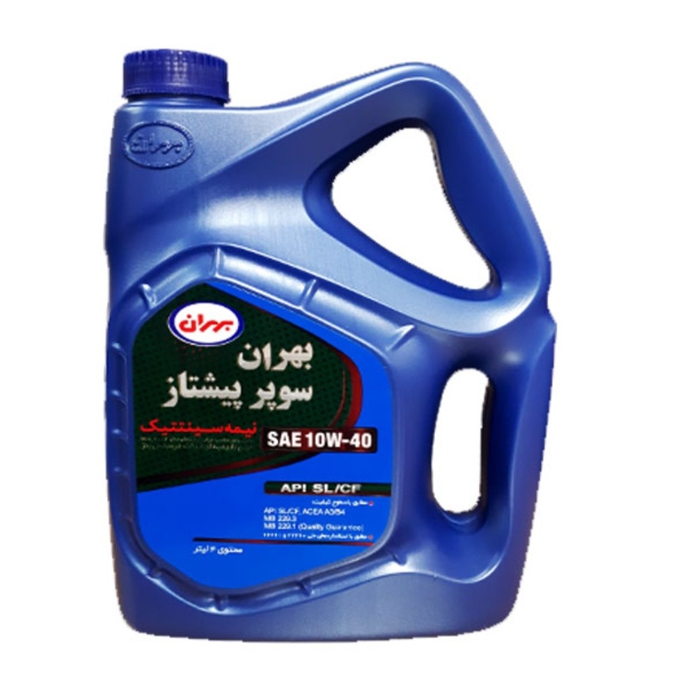 روغن موتور بهران سوپر پیشتاز 10W40 SL CF حجم 4 لیتر