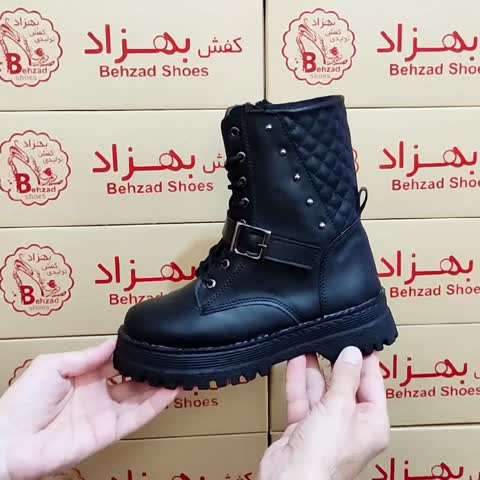 پوتین زمستانی بغل زیپ دور دوخت رنگ مشکی لژ 4 سانتی زیره پیو بچه گانه پسرانه دخترانه رویه چرم صنعتی سایز 31 تا 36