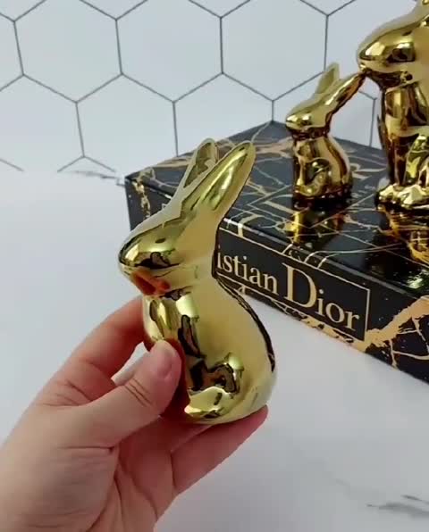 دکوری خرگوش فانتزی طلایی کادویی مجسمه