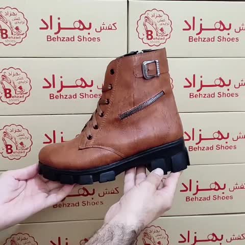 پوتین لژ پنج سانتی دخترانه زنانه بغل زیپ رنگ عسلی  سایز 37 تا 40 زیره پیو رویه چرم صنعتی