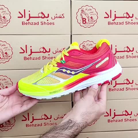 کتونی ساکونی مردانه پسرانه رنگ زرد قرمز  سایز 40 تا 45 کفی طبی زیره پیو لژ سه سانتی رویه بافت خارجی سبک و راحت 