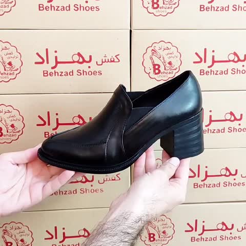 کفش پاشنه هفت سانتی دخترانه زنانه سایز 37 تا 40 رنگ مشکی بغل کش زیره پیو رویه چرم صنعتی