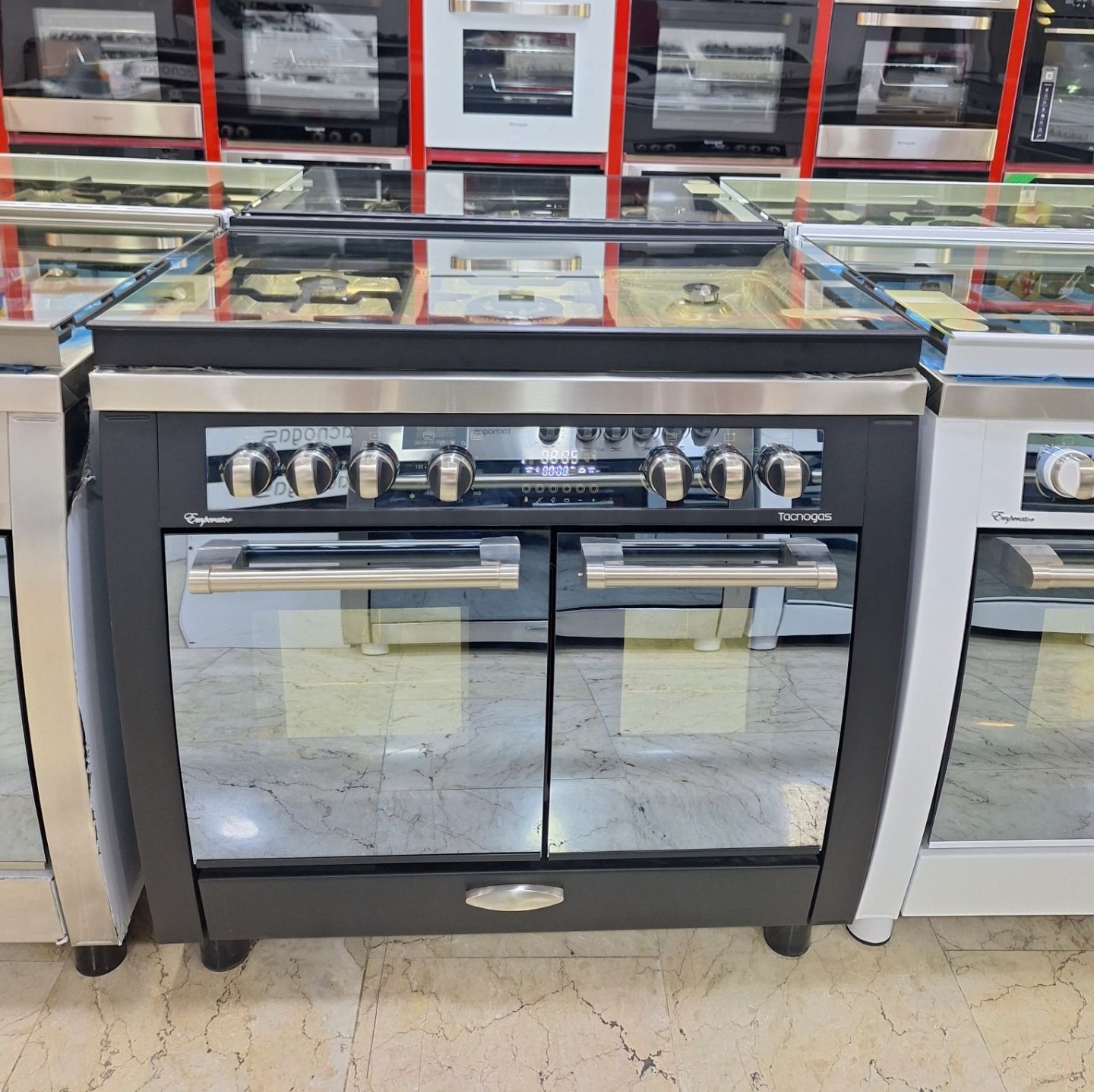 اجاق گاز دوفر تاکنو گاز مدل امپراطور تمام لعاب مشکی DMEFLBB با فن کانوکشن