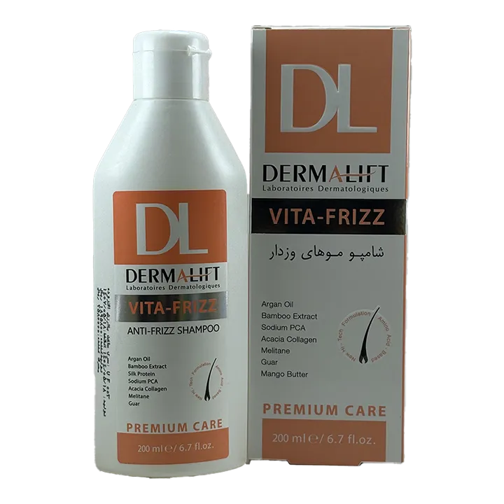 شامپو مخصوص موهای وزدار درمالیفت مدل VITA-FRIZZ – حجم 200 میلیلیتر