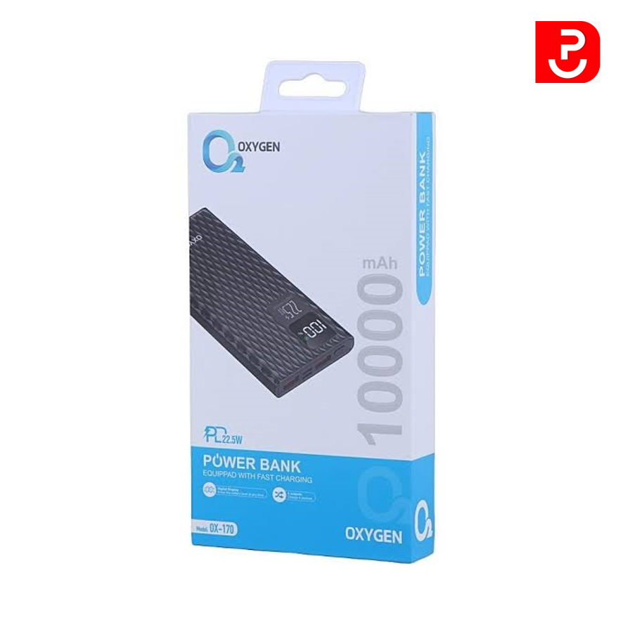 پاوربانک 10 هزار فست شارژ اکسیژن 22.5W مدل OX-170 (پرداخت قسطی)