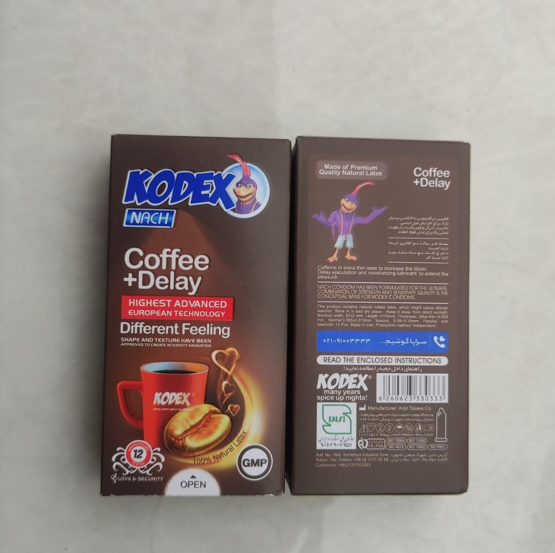 کاندوم تاخیری کدکس Kodex مدل کافیین12عددی