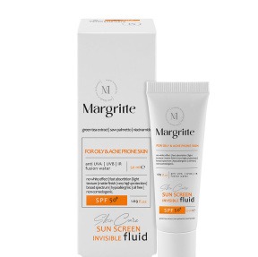 فلوئید ضد آفتاب بی رنگ مارگریت با SPF50 مناسب پوست نرمال تا خشک حجم 50 میلی لیتر