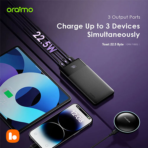پاوربانک 10000 میلی آمپر اورایمو توان 22.5 وات Oraimo OPB-7100Q