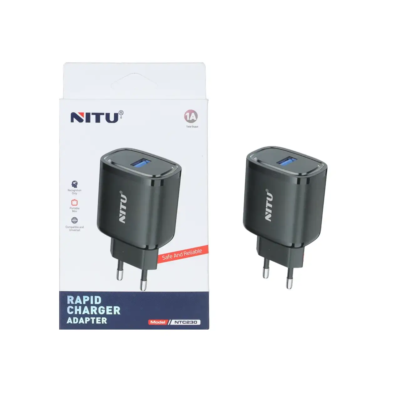 شارژر دیواری تک پورت Nitu مدل NTC230 - مشکی (گارانتی 18 ماه تعویض نیکان همراه)