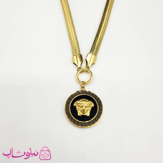گردنبند زنانه ورساچه مشکی با زنجیر هرینگبون کد 330