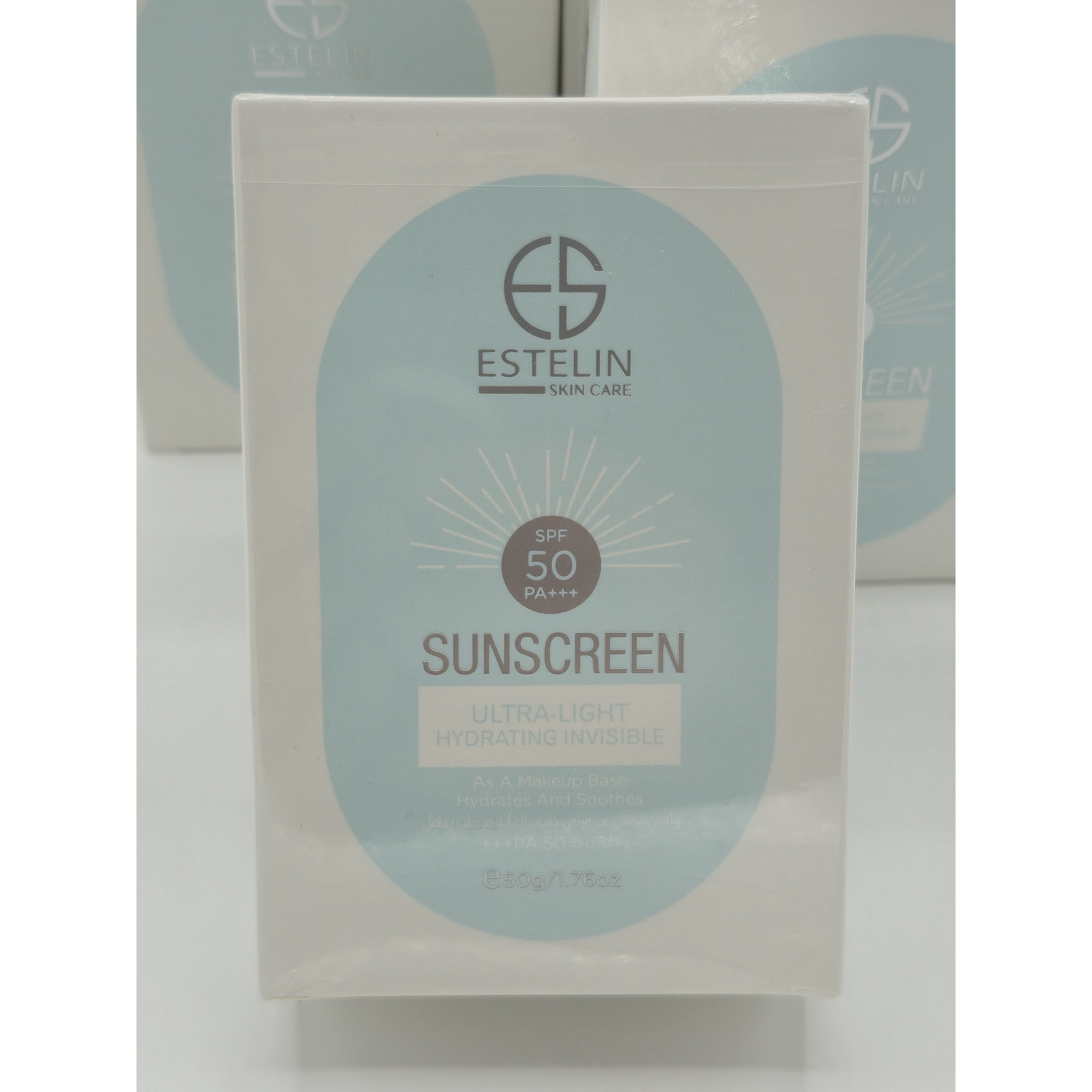 کرم ضد آفتاب بدون رنگ استلین، 50 SPF، مدل ultra light، مناسب انواع پوست و حجم 50 میل