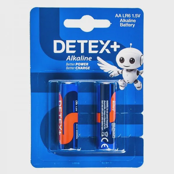 باتری قلمی آلکالاین دیتکس پلاس مدل DETEX Alkaline AA LR6 1.5V (بسته 2 عددی)