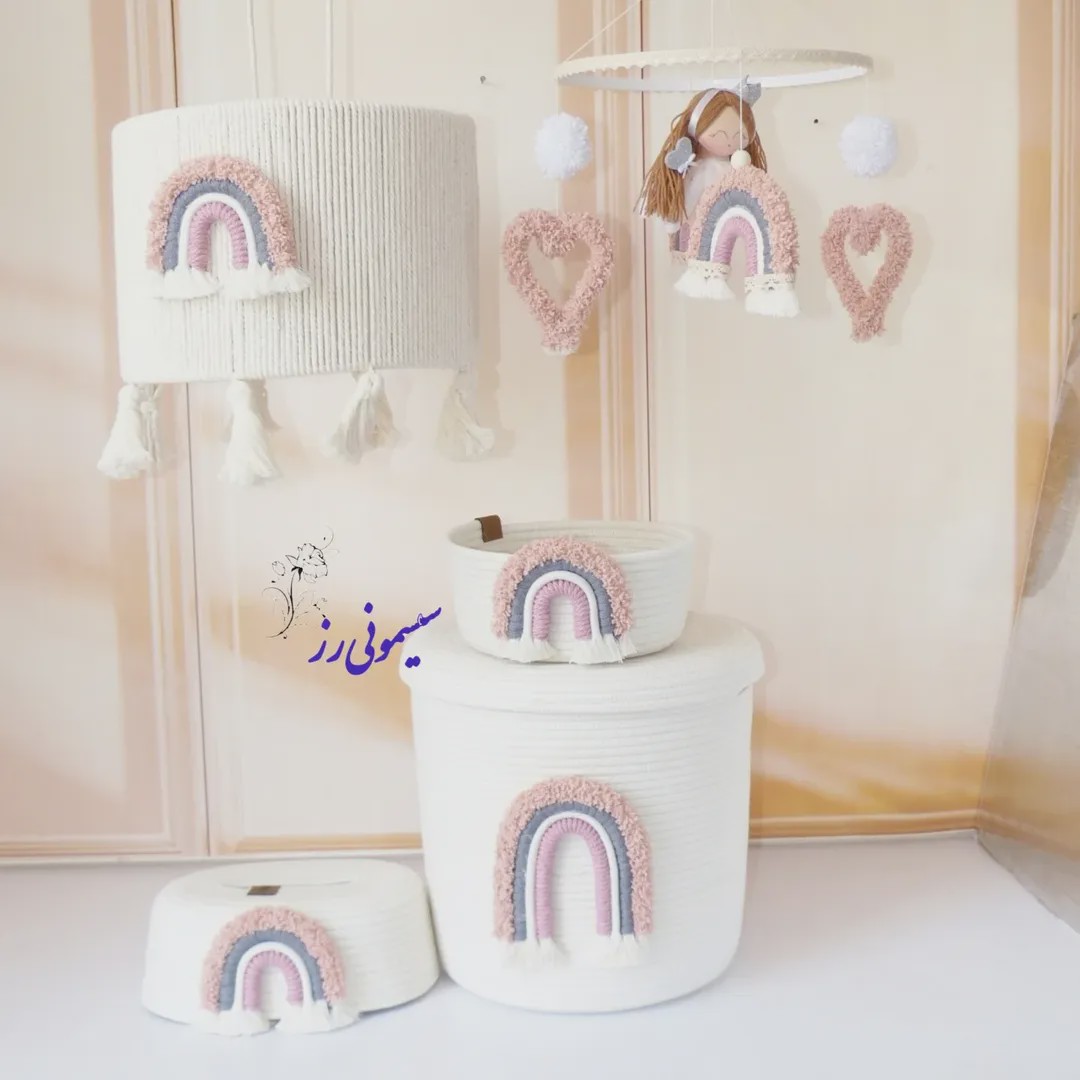 سیسمونی قیطان دوزی و نظم دهنده اتاق کودک طرح رنگین کمان کالباسی